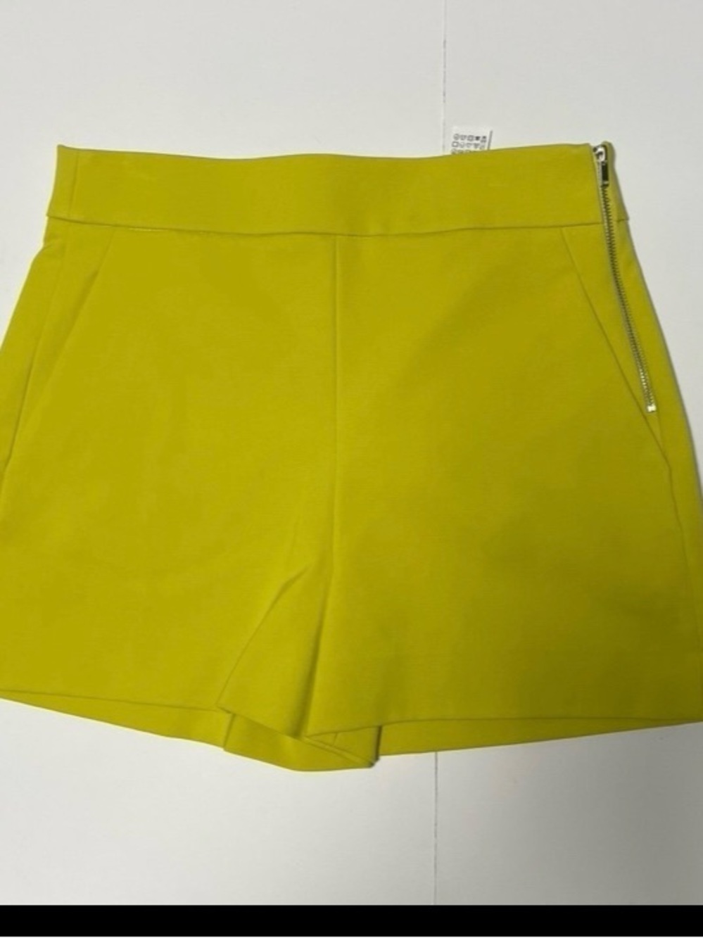 Zara High-Waist Bright Lime Green Tailored Shorts